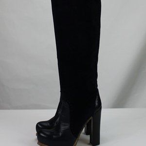 Jill Stuart Women's Boots 9 / 39 Navy Blue Suede Leather Knee High Platform